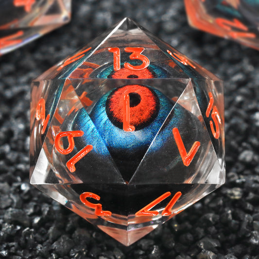 Liquid Core DnD Dice Set  7 Piece Sharp Edge Resin DND Dice - Orange