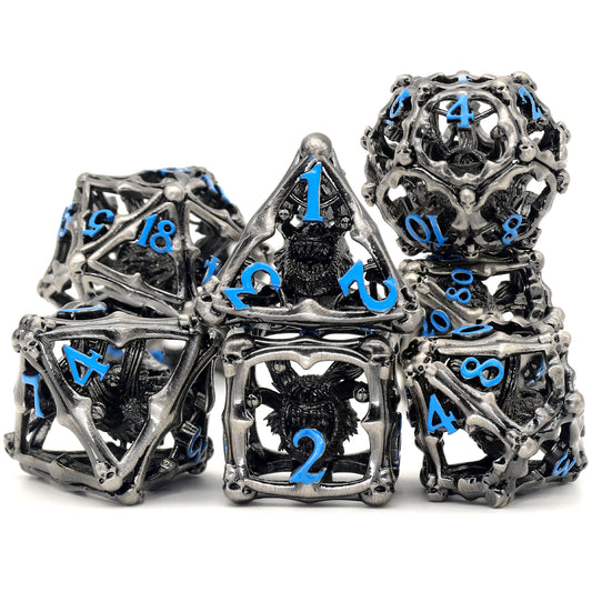 3D Eye Monster DND Metal Dice,7PC/Set Dice for Dungeons and Dragons Dices Polyhedral Dice - Blue Number