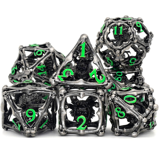 3D Eye Monster DND Metal Dice,7PC/Set Dice for Dungeons and Dragons Dices Polyhedral Dice - Green Number