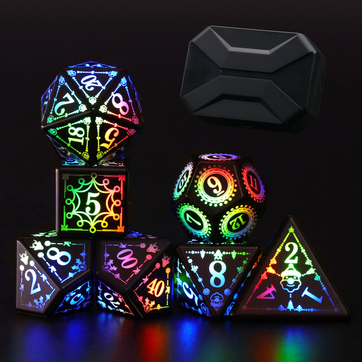 DND Light up Dice, Dungeons and Dragons Dice Set LED Dice Dice, Rechargeable Polyhedral Glow in The Dark Dice for Ttrpg Role Playing Game RGB