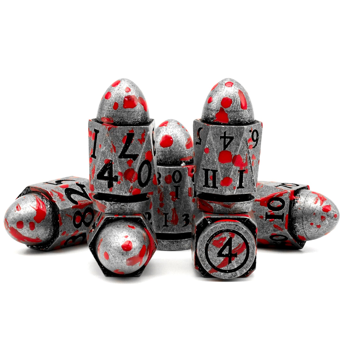 DND Metal Bullet Dice Set, Metal Dice for Dungeons and Dragons Dice Set D&D RPG D and D Dice - Blood Antique Sliver