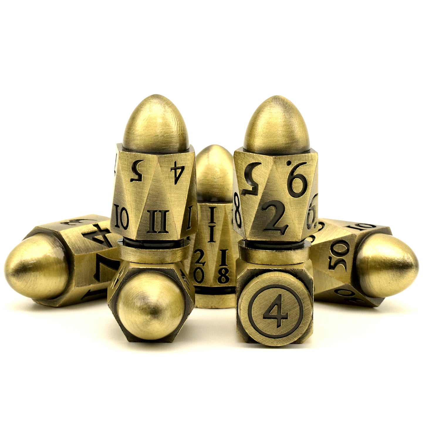 DND Metal Bullet Dice Set, Metal Dice for Dungeons and Dragons Dice Set D&D RPG D and D Dice - Bronze