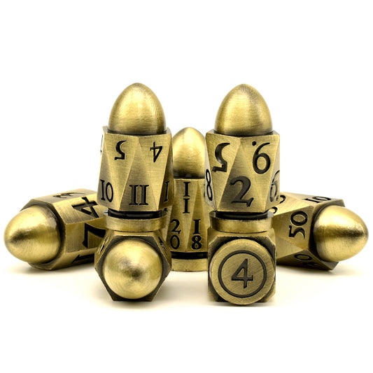 DND Metal Bullet Dice Set, Metal Dice for Dungeons and Dragons Dice Set D&D RPG D and D Dice - Bronze