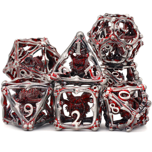 3D Eye Monster DND Metal Dice,7PC/Set Dice for Dungeons and Dragons Dices Polyhedral Dice - Blood Red