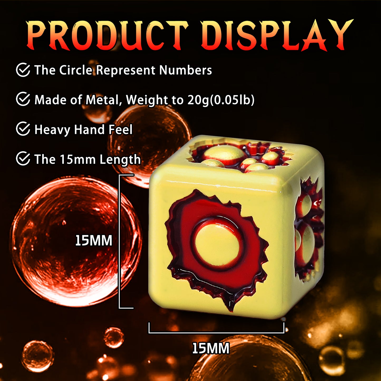 D6 Gold Red Dice Set of Six Pcs,Unique Metal 6 Sided Dice