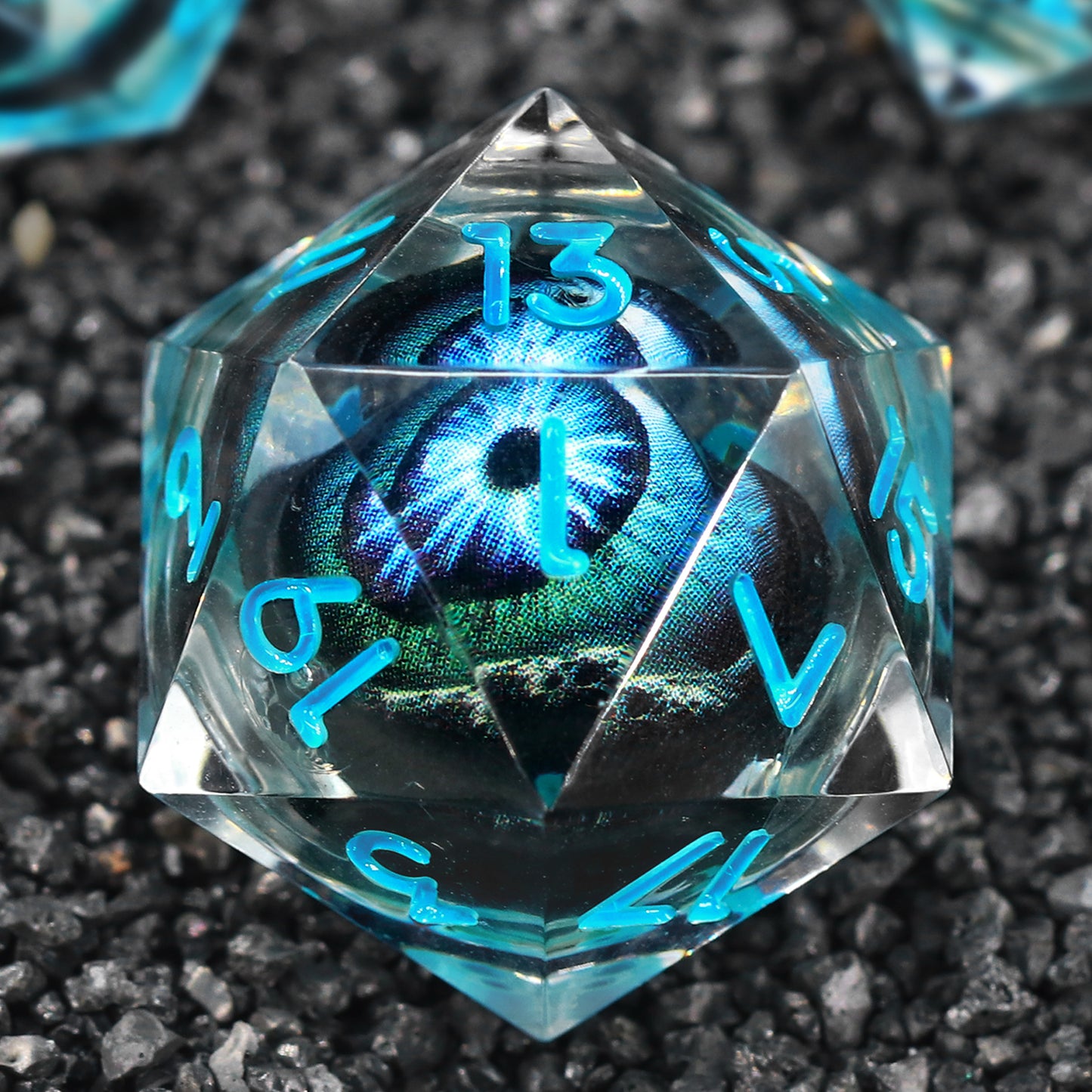 Liquid Core D&D Dice Set 7 Piece Sharp Edge Resin DND Dice - Blue