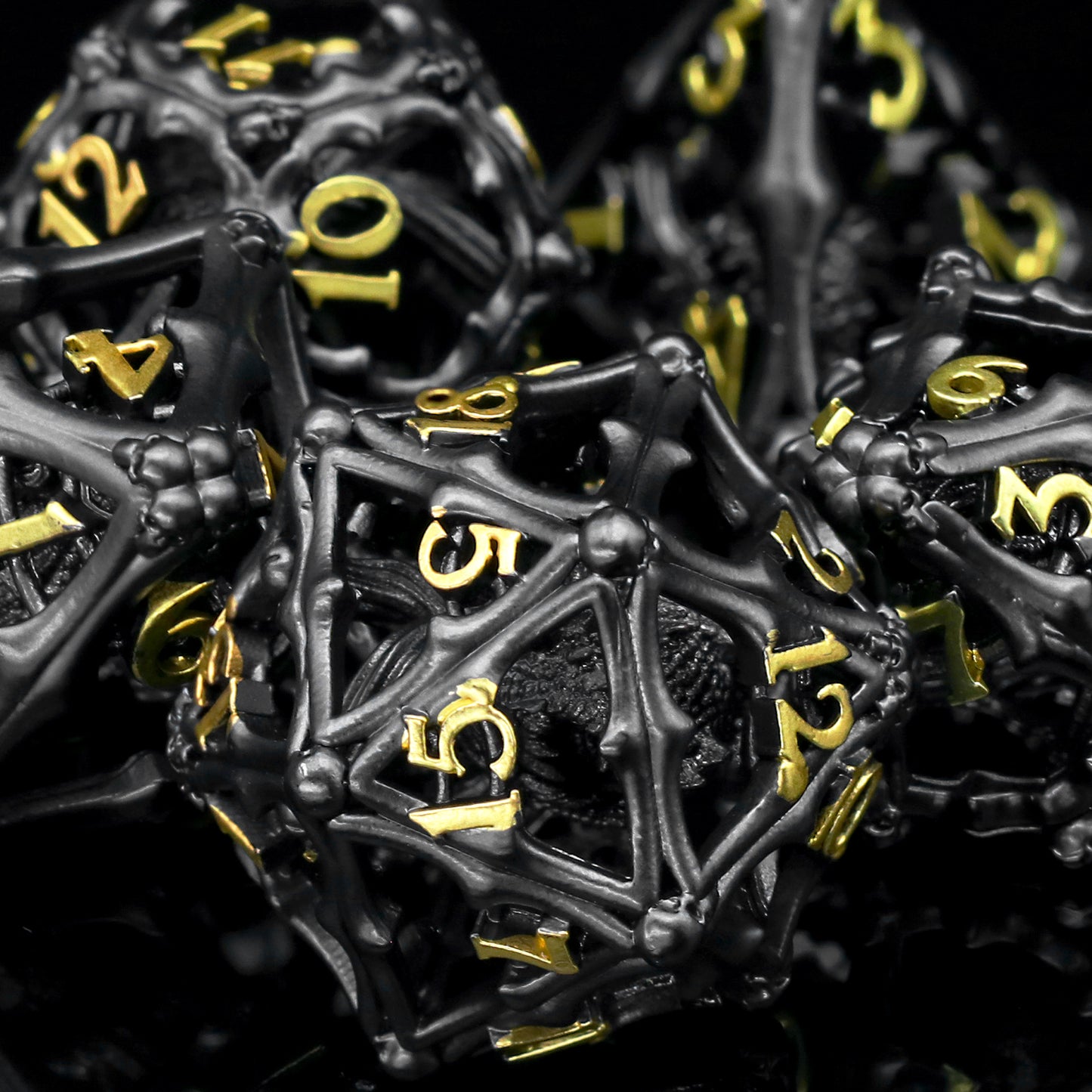 3D Eye Monster DND Metal Dice,7PC/Set Dice for Dungeons and Dragons Dices Polyhedral Dice - Black Gold