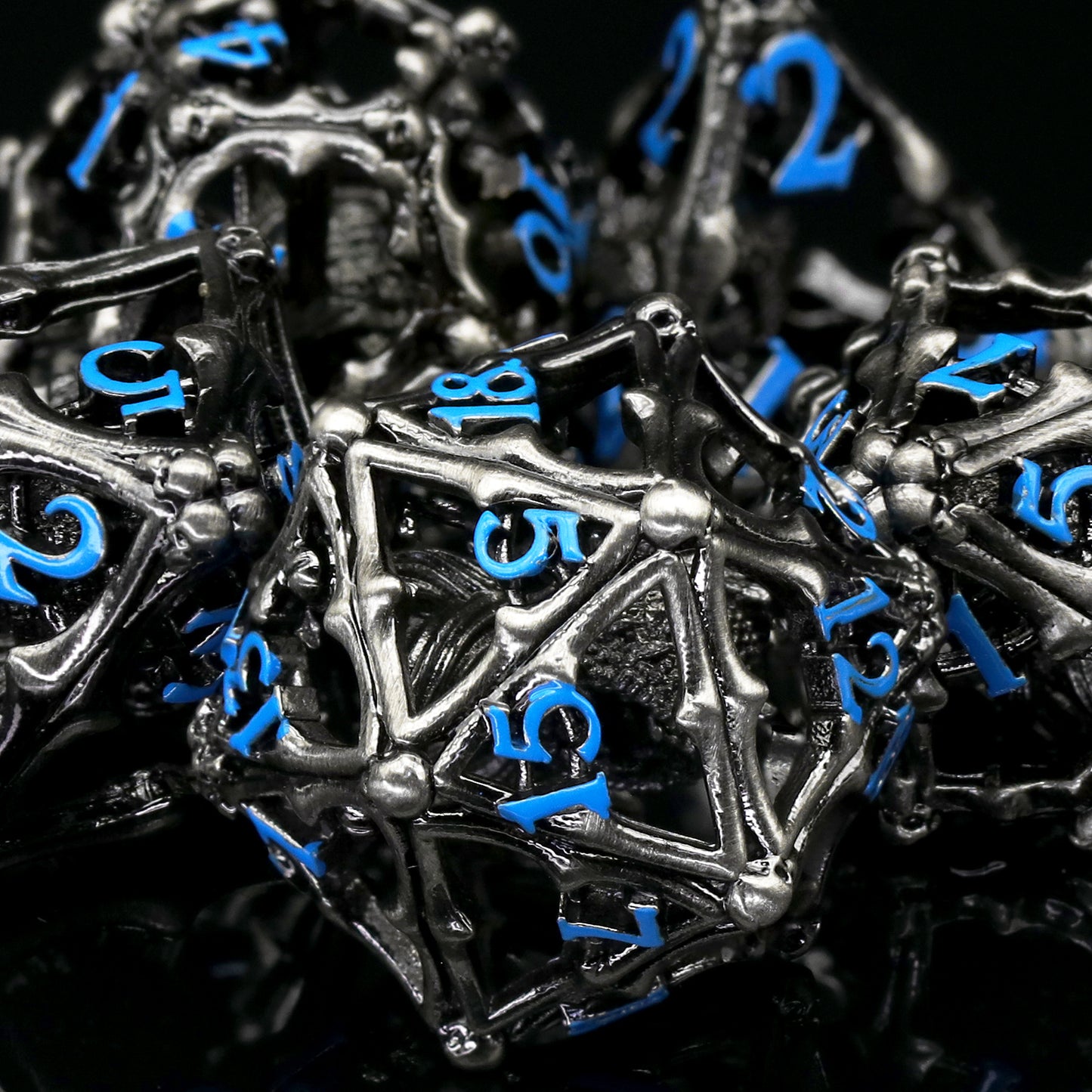 3D Eye Monster DND Metal Dice,7PC/Set Dice for Dungeons and Dragons Dices Polyhedral Dice - Blue Number