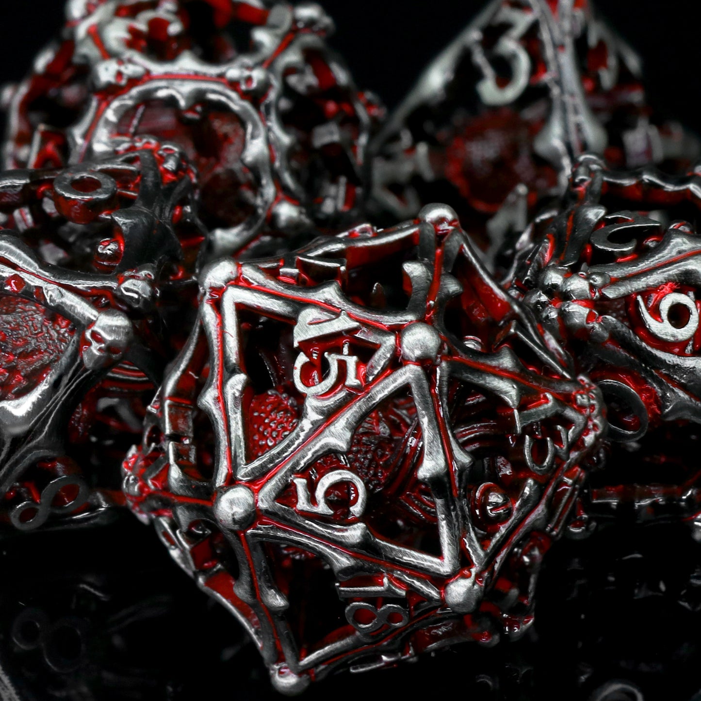 3D Eye Monster DND Metal Dice,7PC/Set Dice for Dungeons and Dragons Dices Polyhedral Dice - Blood Red