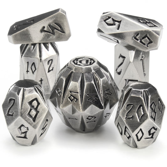 Dice DND Metal Polyhedral Dice Set Stonehenge Theme RPG Dice-Silver