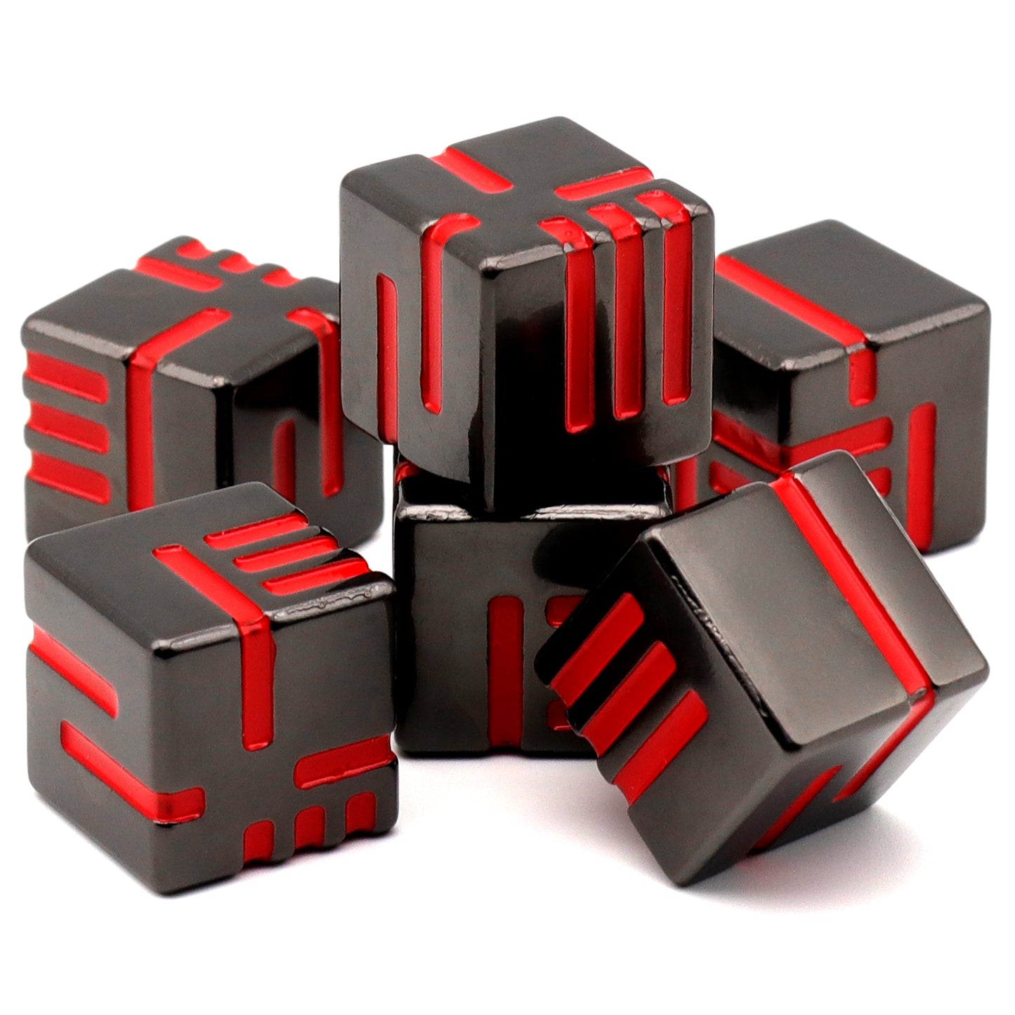 Cubes Metal Dice Set, 6 Sided Dice 6 Pieces Solid Metal Game Dice - Red