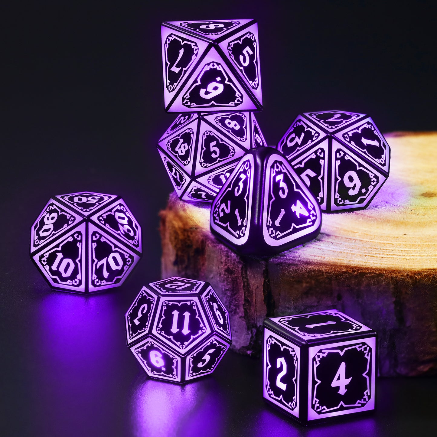 Light up DND Dice Set Rechargeable,Cool LED D and D Dice 7pcs with Charging Box Polyhedral Dungeons and Dragons RPG Dice Set for Role Playing Table Game(Astral Shard Purple)