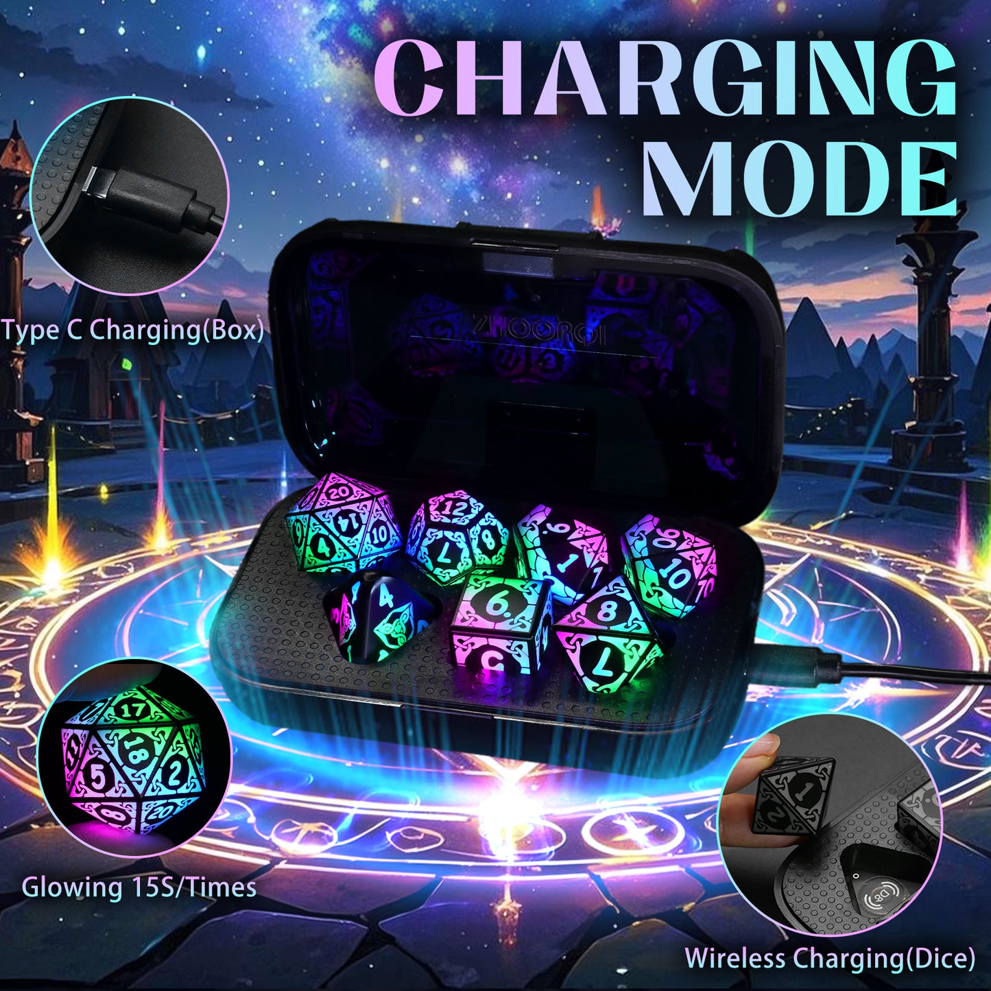 Colorful Shackles-LED DND Dice Set Rechargeable