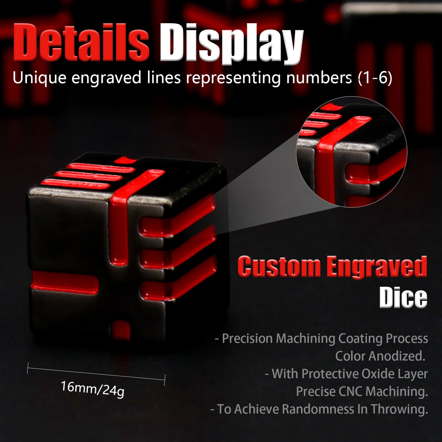 Cubes Metal Dice Set, 6 Sided Dice 6 Pieces Solid Metal Game Dice - Red