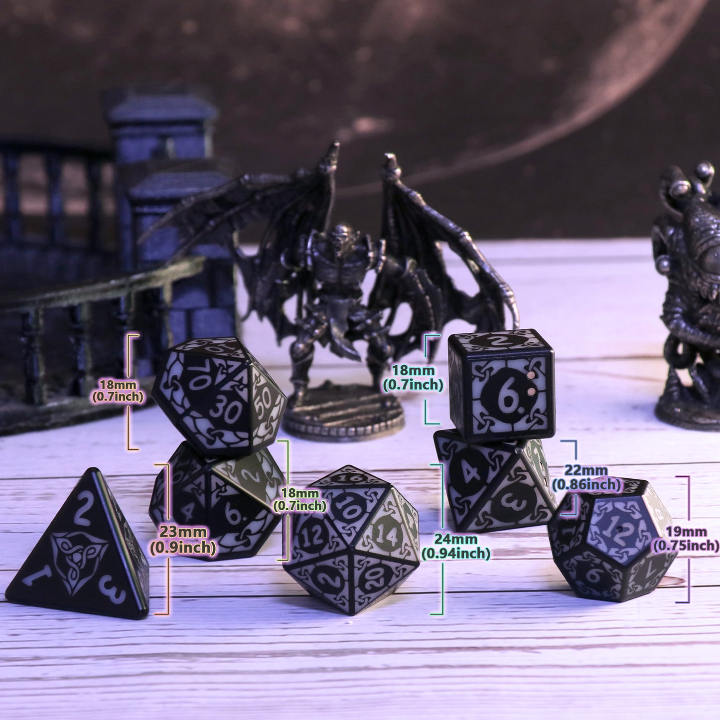 LED Dice Set 7PCS , DND Dice Rechargeable with Charging Box, Dungeon and Dragons Dice USB Port Charging,Blue Light up Dice For Role Playing Dice Table Games