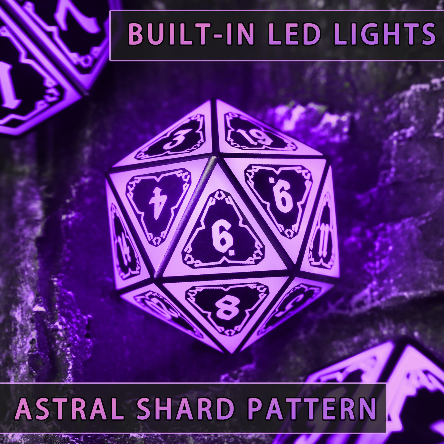 Light up DND Dice Set Rechargeable,Cool LED D and D Dice 7pcs with Charging Box Polyhedral Dungeons and Dragons RPG Dice Set for Role Playing Table Game(Astral Shard Purple)