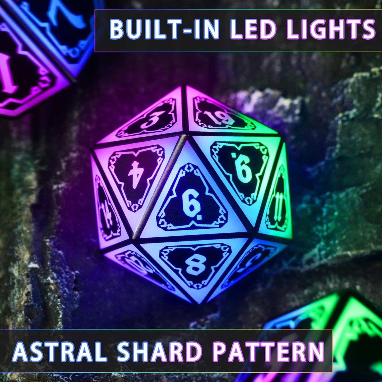 Light Up Dice Set D and D for Dungeons and Dragons 4 in 1 Color, Cool LED DND Dice with Charging Box Rechargeable Polyhedral Role Playing Dice for DND Gifts RPG (Astral Shard Mixed Colors)