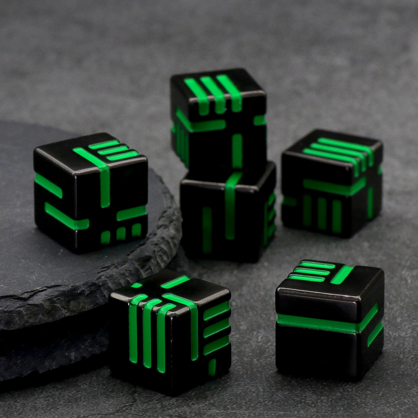 Cubes Metal Dice Set, 6 Sided Dice 6 Pieces Solid Metal Game Dice - Green
