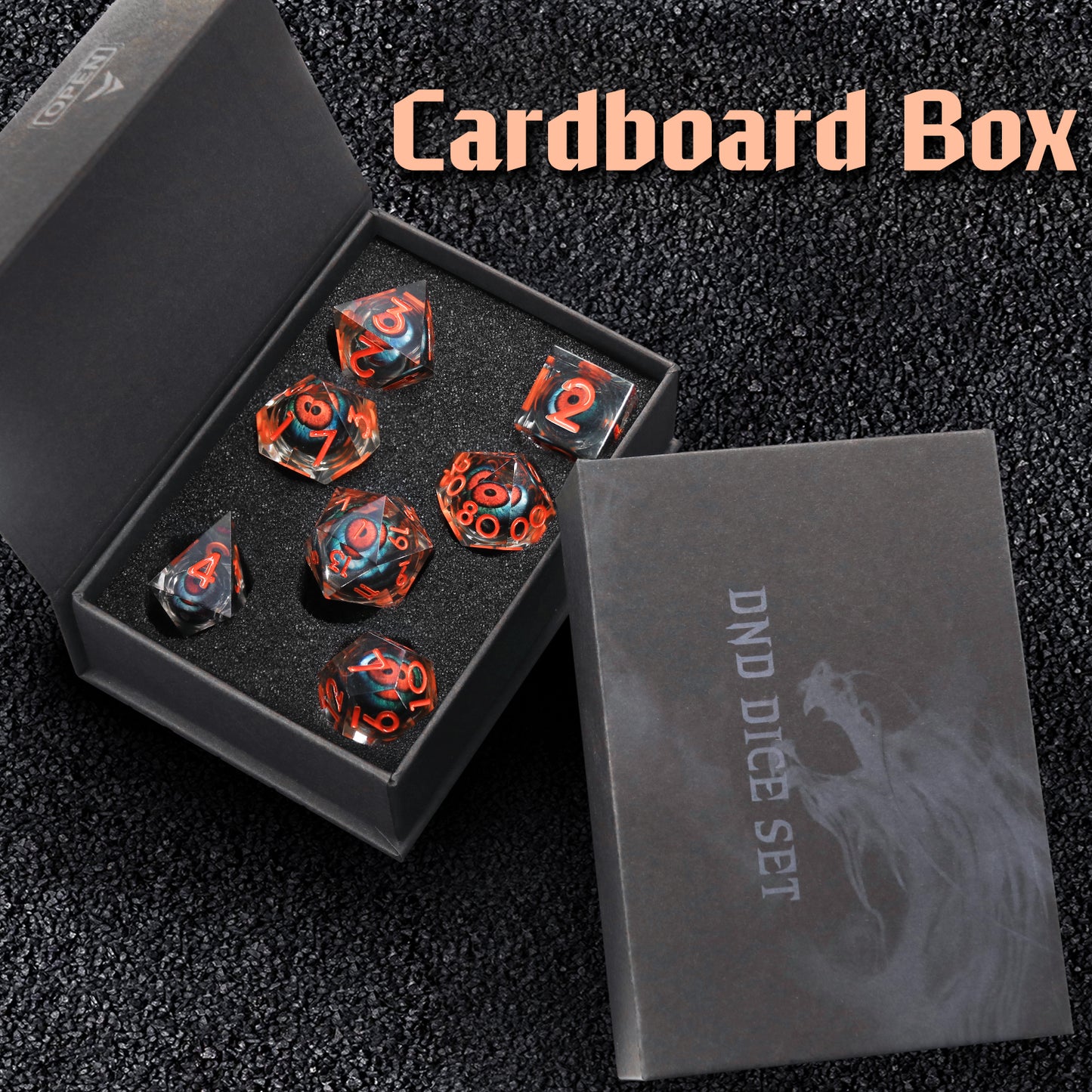 Liquid Core D&D Dice Set 7 Piece Sharp Edge Resin DND Dice - Orange