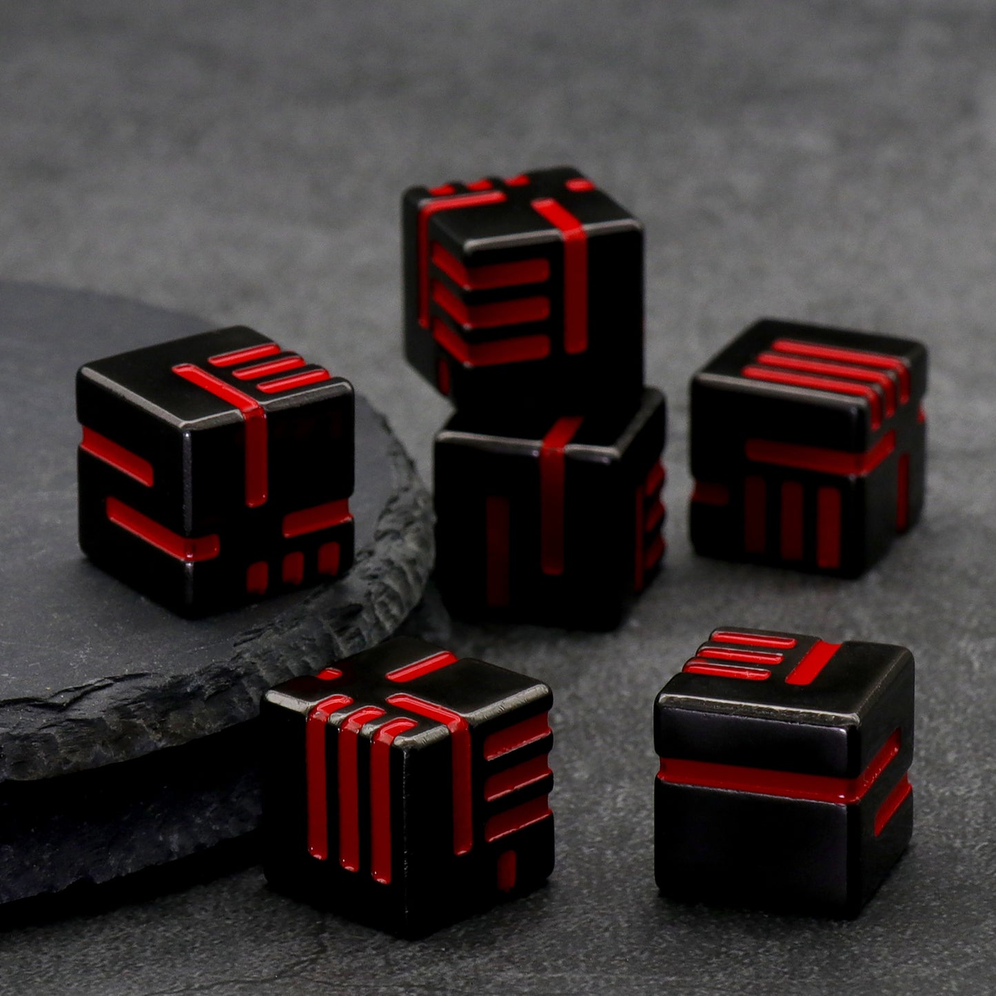 Cubes Metal Dice Set, 6 Sided Dice 6 Pieces Solid Metal Game Dice - Red