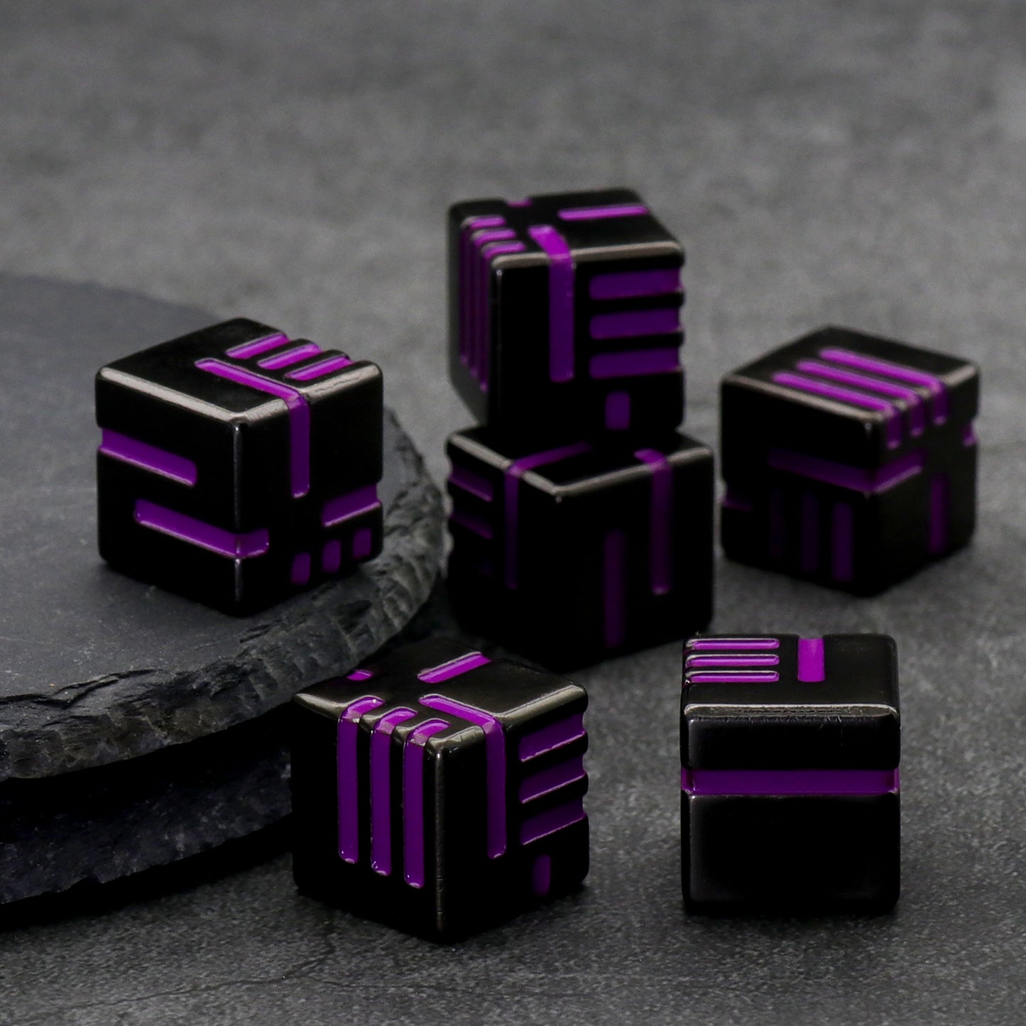 Cubes Metal Dice Set, 6 Sided Dice 6 Pieces Solid Metal Game Dice - Puple