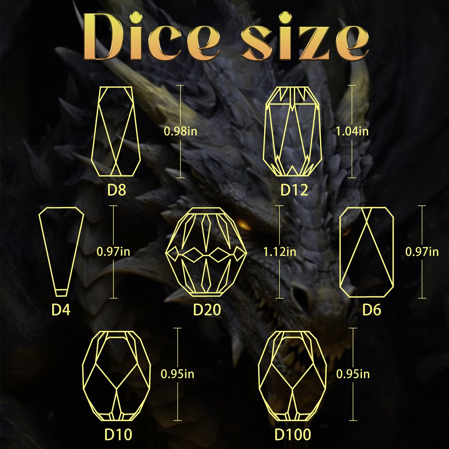 Unique Resin DND Polyhedral Dice Set Stonehenge Theme RPG Dice-Black and Gold