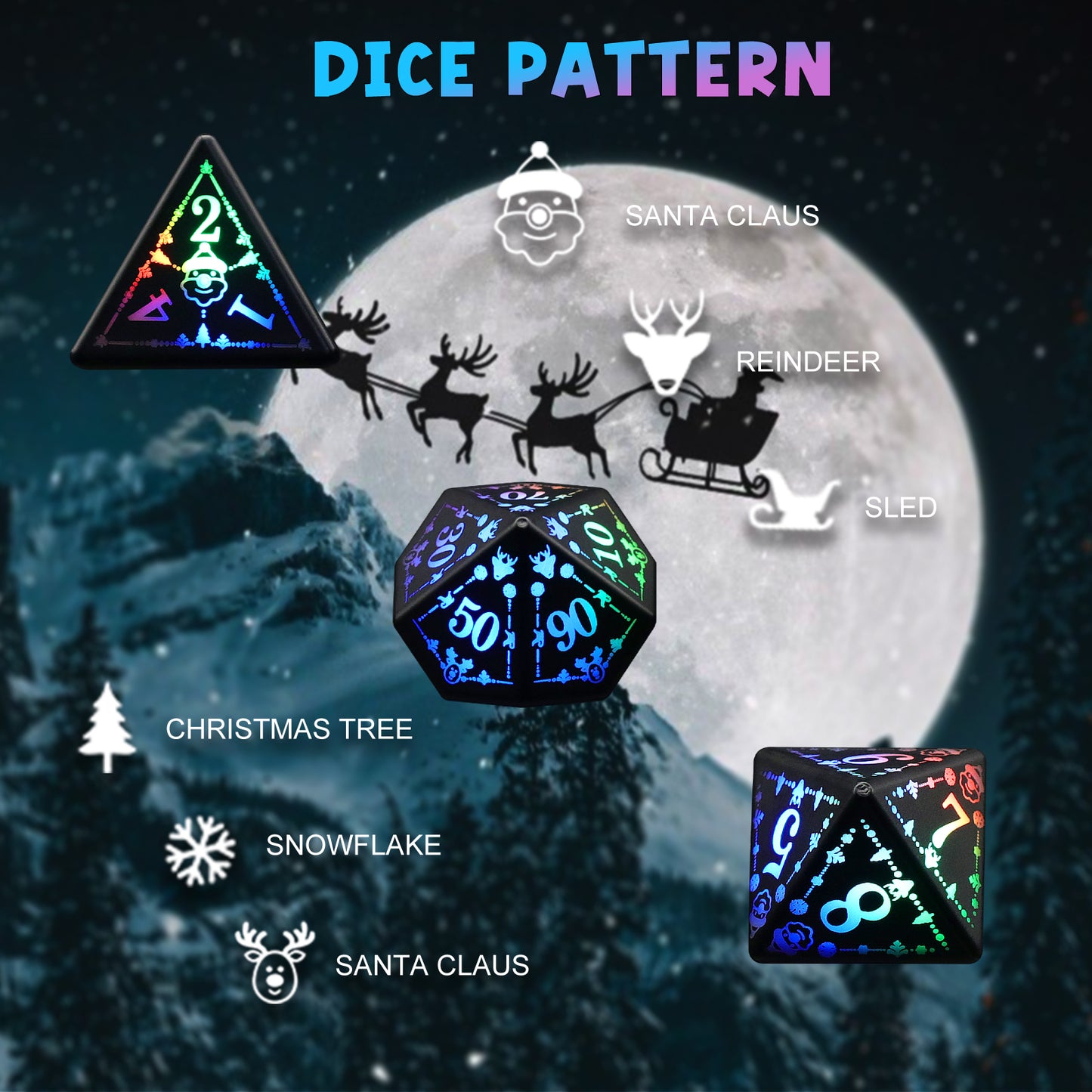 DND Light up Dice, Dungeons and Dragons Dice Set LED Dice Dice, Rechargeable Polyhedral Glow in The Dark Dice for Ttrpg Role Playing Game RGB