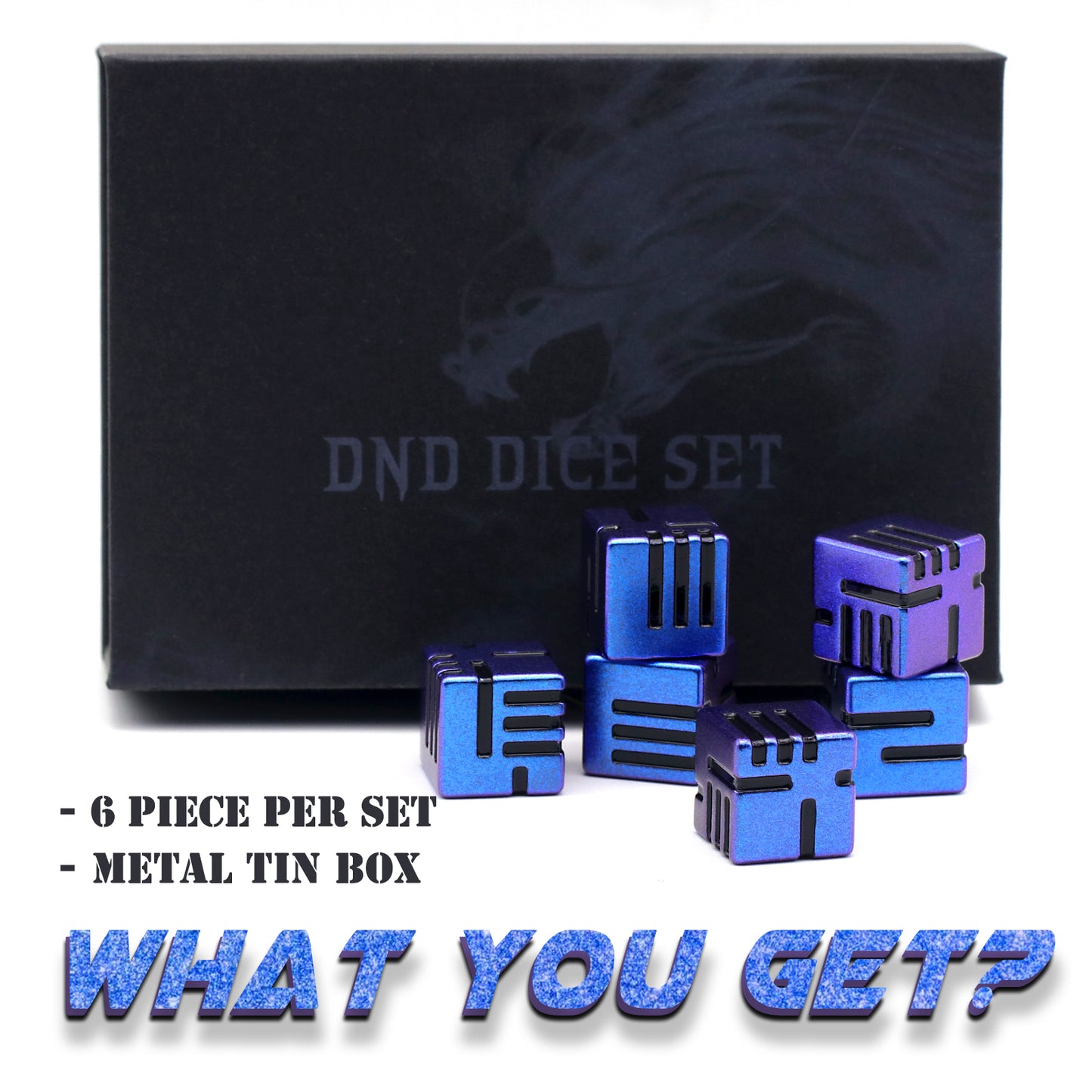 D6 Metal Dice, 16mm 6Pcs/Set Technology Dice Redesigned Concept Dice for Dungeons and Dragons Dice rpg Tabletop Games