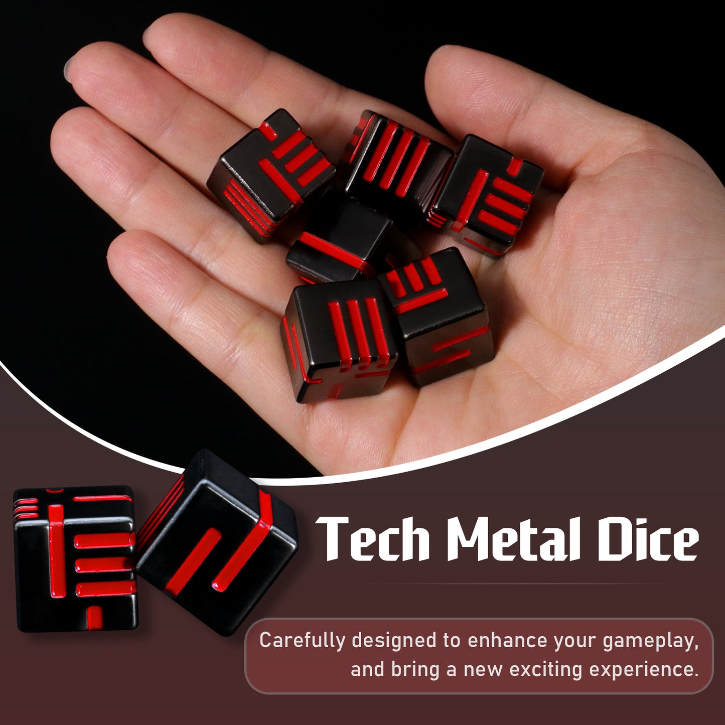 Cubes Metal Dice Set, 6 Sided Dice 6 Pieces Solid Metal Game Dice - Red
