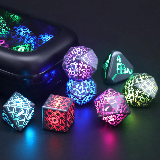 LED Dice Wireless Charging, DND Dice Dragon Scales Dice Rechargeable, RGB Light up Dice, Dungeons and Dragons Dice(Dragon Egg Dice)