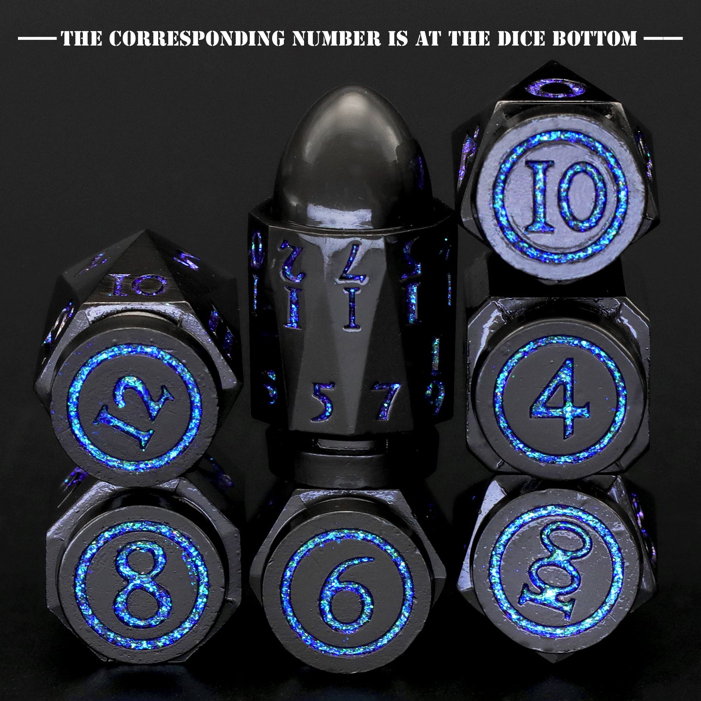 DND Metal Bullet Dice Set, Metal Dice for Dungeons and Dragons Dice Set D&D RPG D and D Dice - Flash Blue