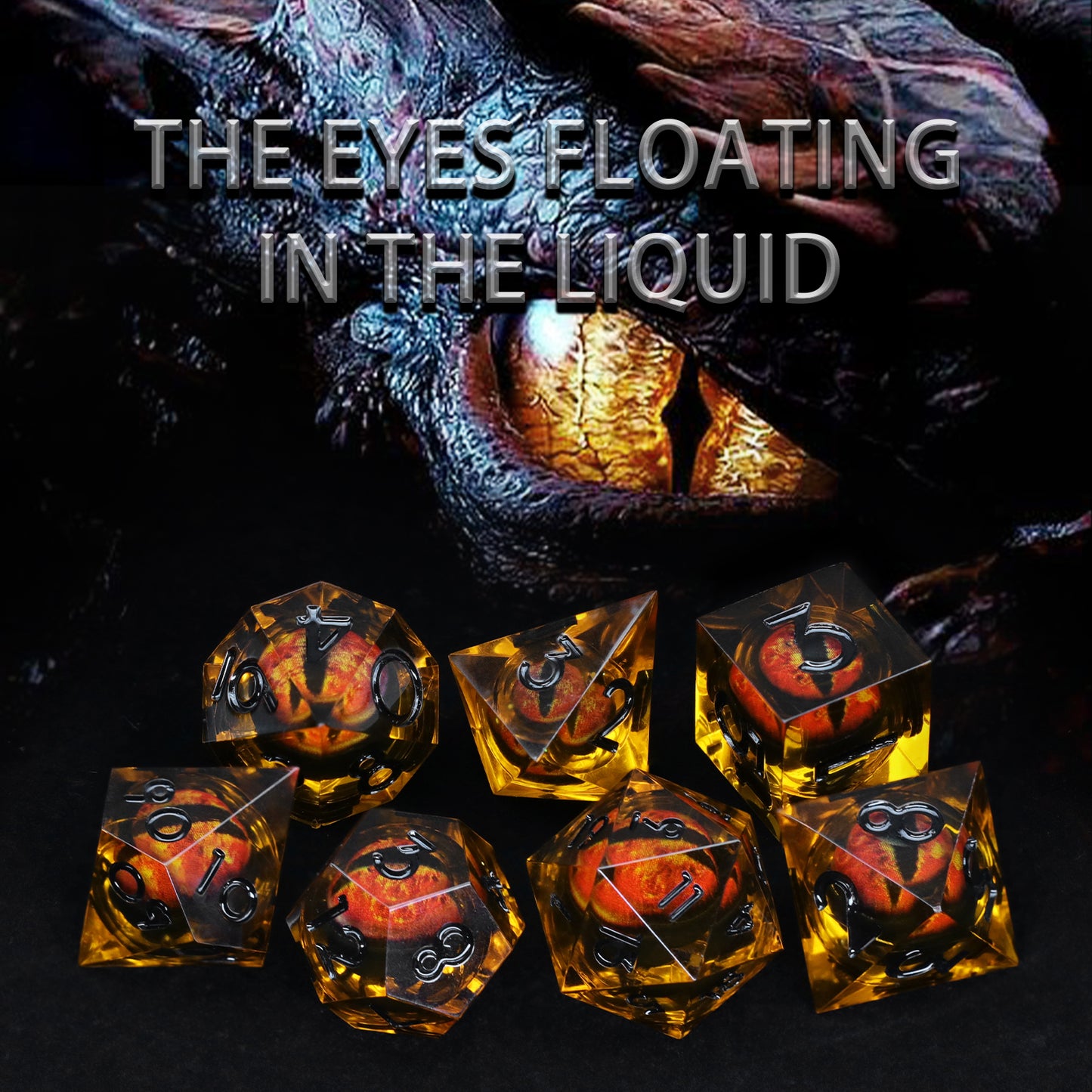 Black Brown-Resin DND Dice Set 7PC/Polyhedral RPG Dice