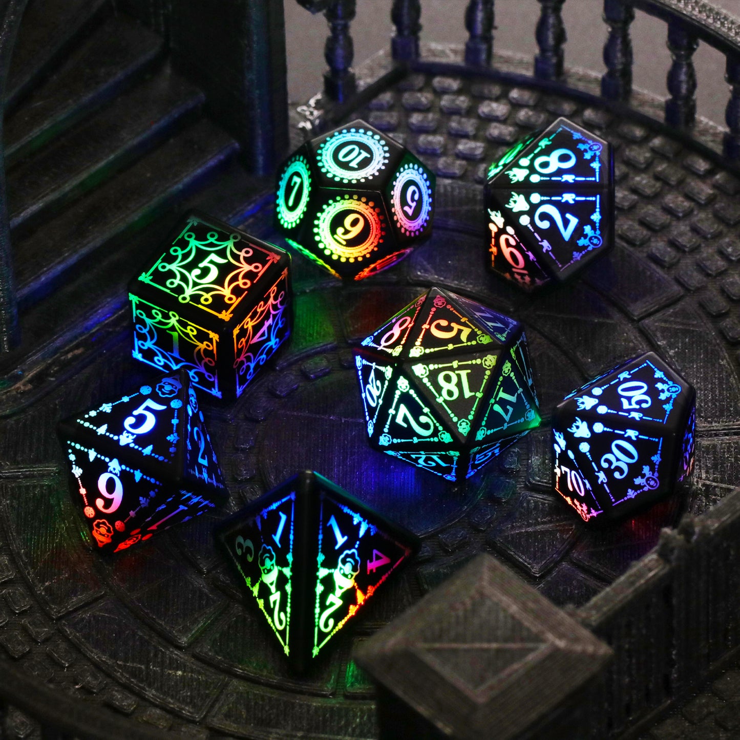 DND Light up Dice, Dungeons and Dragons Dice Set LED Dice Dice, Rechargeable Polyhedral Glow in The Dark Dice for Ttrpg Role Playing Game RGB