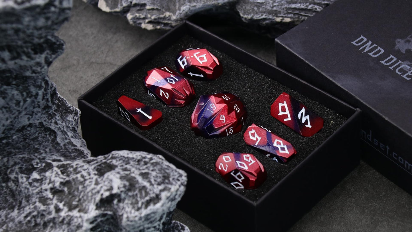 Metal Dice DND Polyhedral Dice Set Stonehenge Theme RPG Dice-Black Red