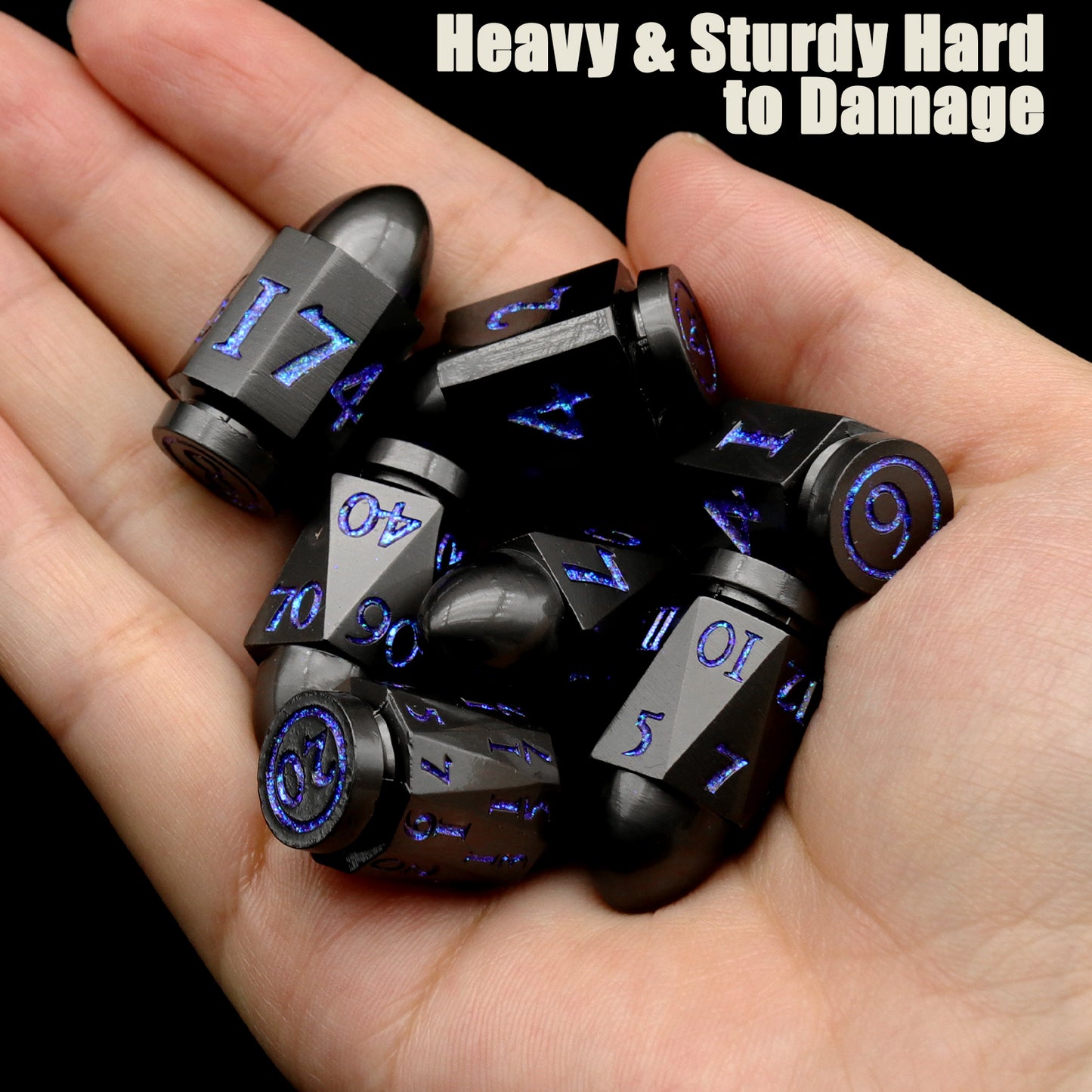 DND Metal Bullet Dice Set, Metal Dice for Dungeons and Dragons Dice Set D&D RPG D and D Dice - Flash Blue