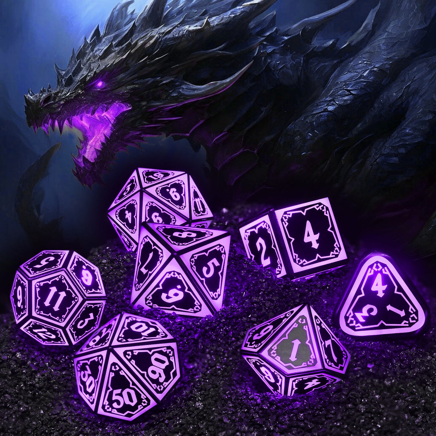 Light up DND Dice Set Rechargeable,Cool LED D and D Dice 7pcs with Charging Box Polyhedral Dungeons and Dragons RPG Dice Set for Role Playing Table Game(Astral Shard Purple)