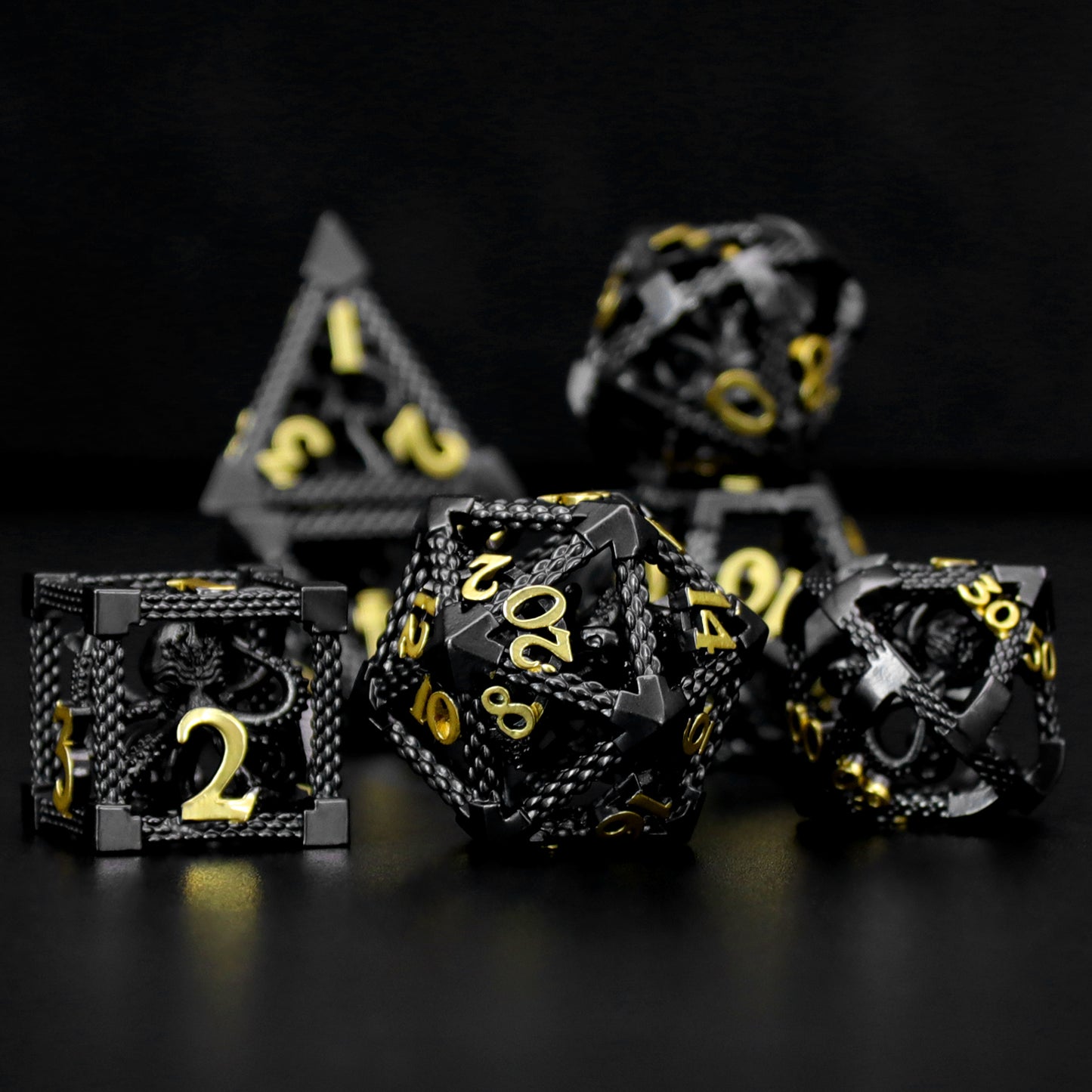 Cthulhu DND Metal Dice, Dungeons and Dragons Dice Metal Dice Set - Black