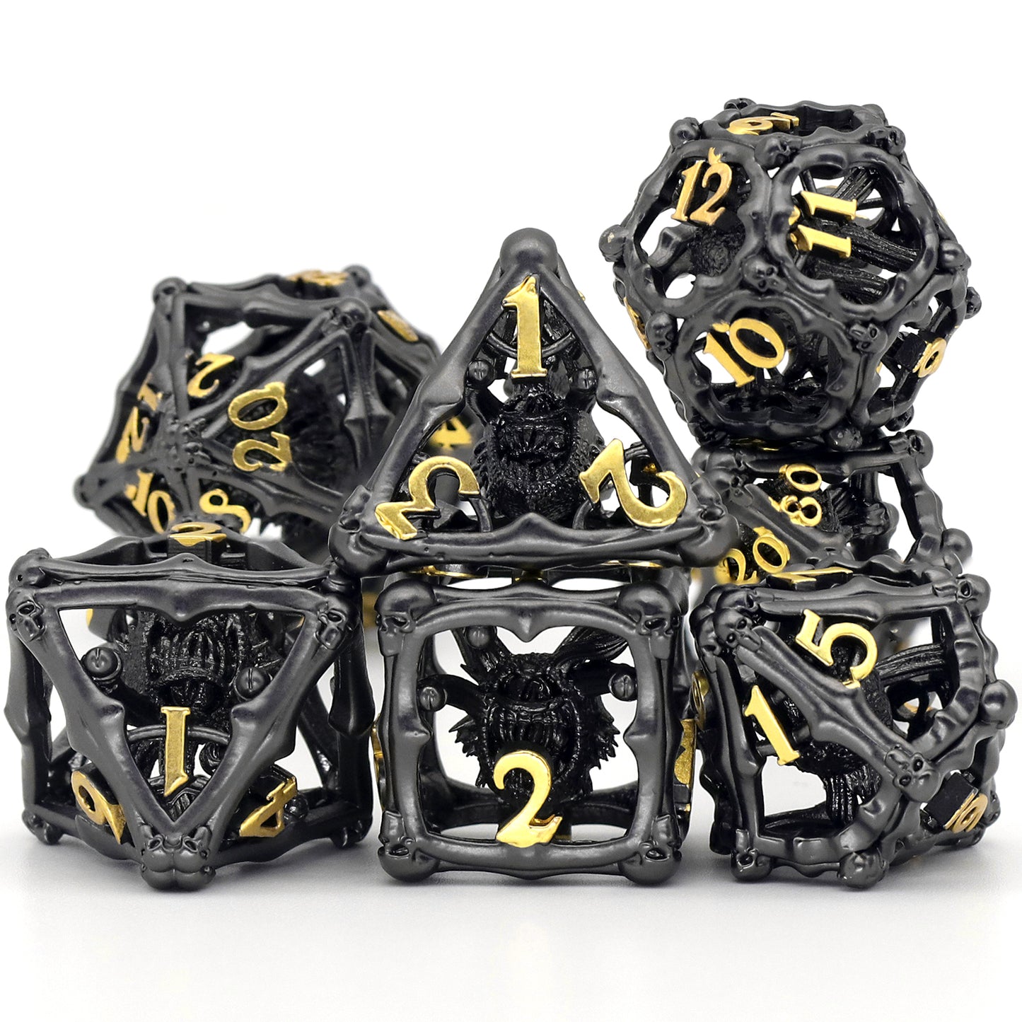 3D Eye Monster DND Metal Dice,7PC/Set Dice for Dungeons and Dragons Dices Polyhedral Dice - Black Gold