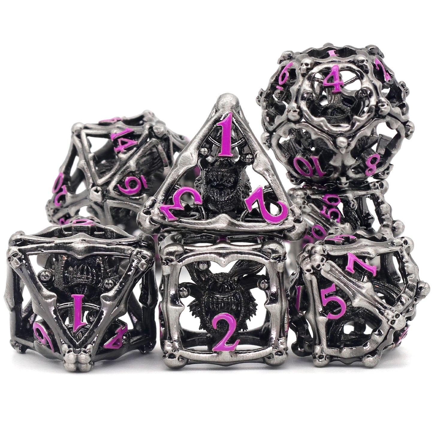 3D Eye Monster DND Metal Dice,7PC/Set Dice for Dungeons and Dragons Dices Polyhedral Dice - Purple Number