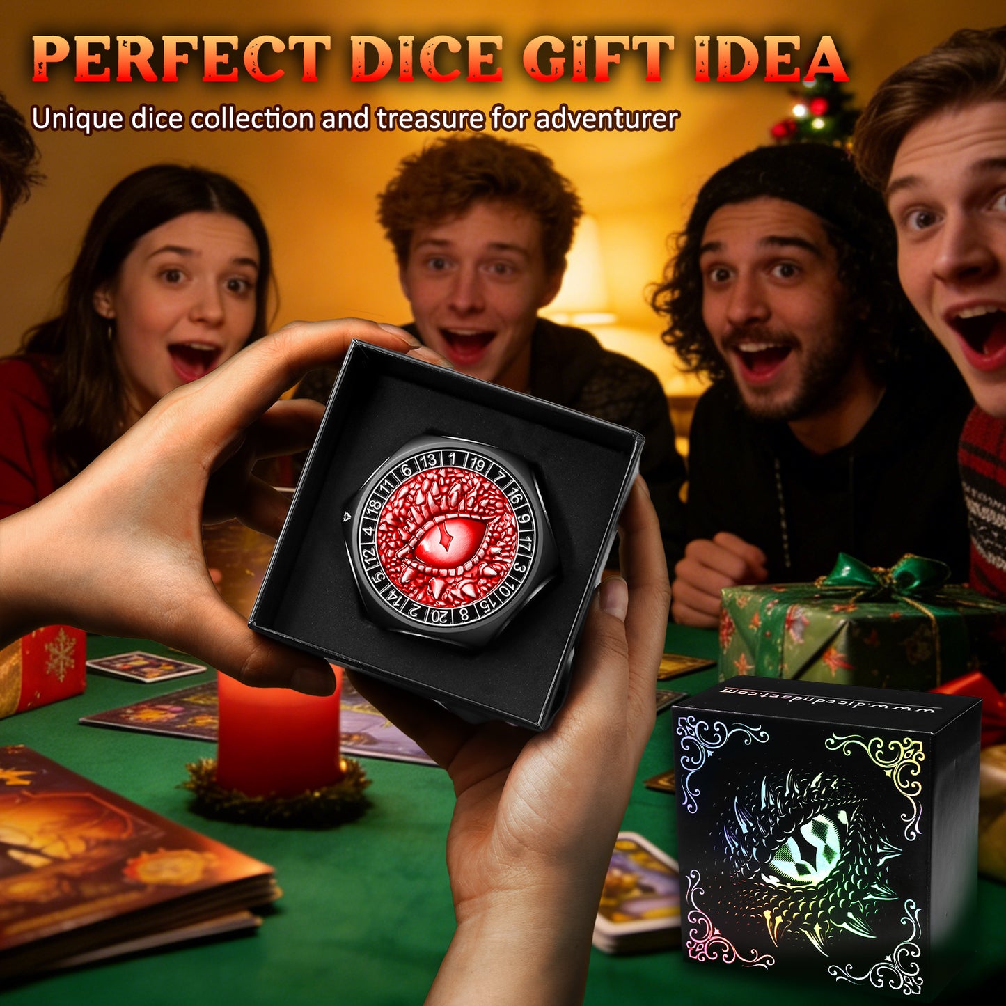 8-in-1 Metal Spinner Dice Perfect Gifts for Dice Goblin (Black Dice-Red)