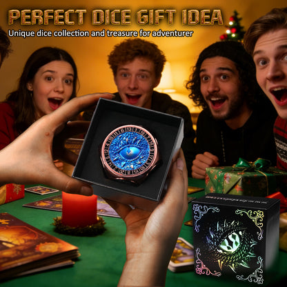 ZHOORQI 8-in-1 Metal DND Dice Set with 3D Monster Engravings(Copper Blue)