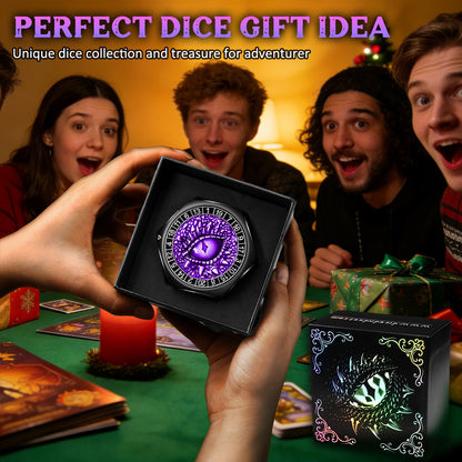 8 in 1 Metal Spinner Dice with Smooth Spinning – Perfect Gift for TTRPG(Black Dice - Purple)