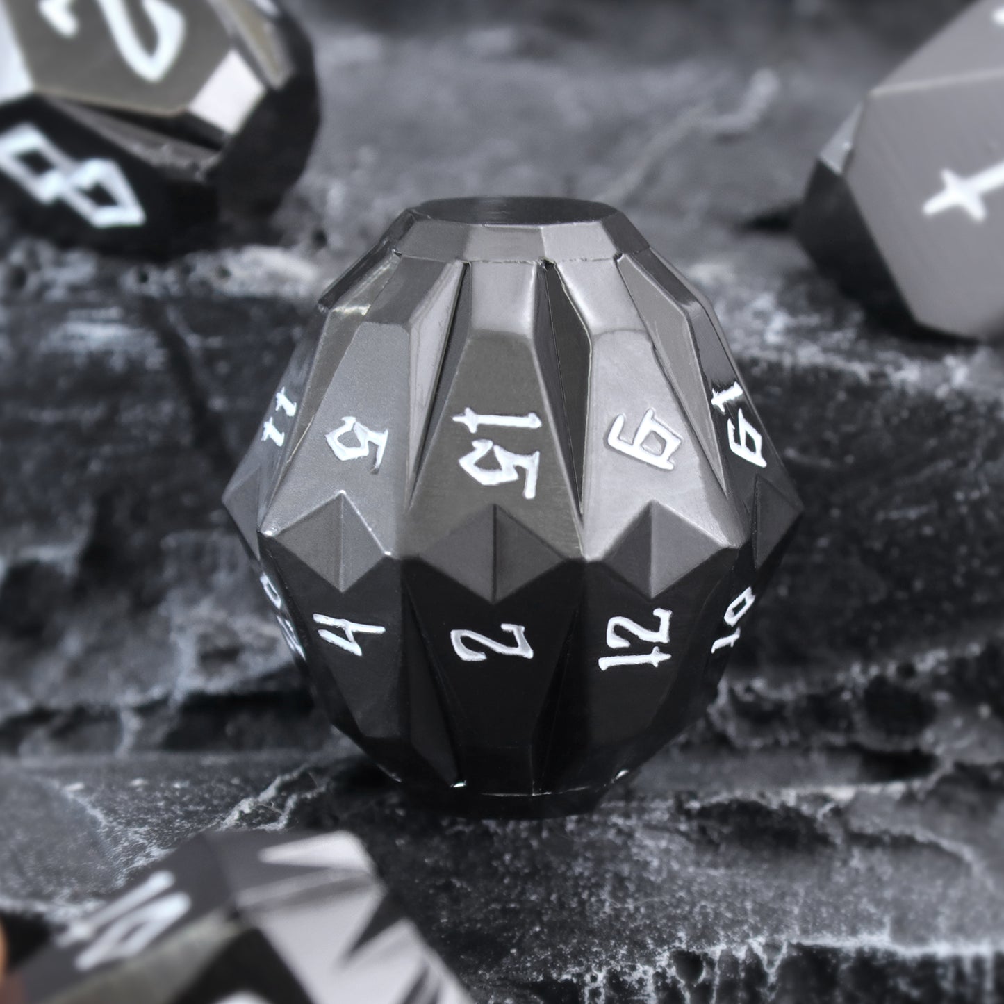 Metal DND Dice Set D&D, Dungeons and Dragons Dice of 7 RPG Dice Set Metal Unique Cool Stonehenge Theme Polyhedral Dice - Black white