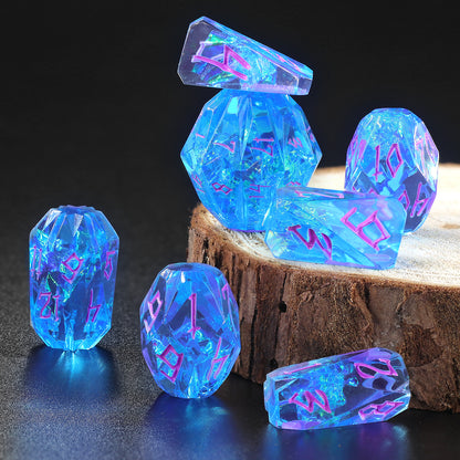 Unique Resin DND Polyhedral Dice Set Stonehenge Theme RPG Dice-Blue and Purple