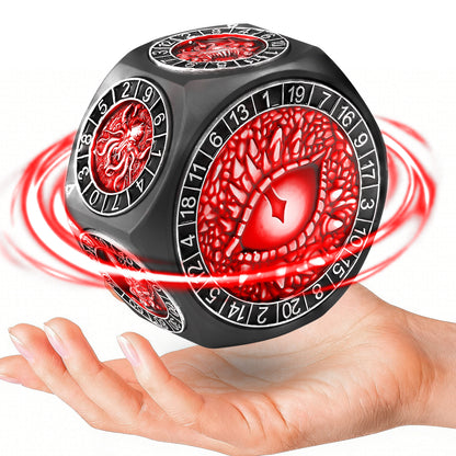 8-in-1 Metal Spinner Dice Perfect Gifts for Dice Goblin (Black Dice-Red)
