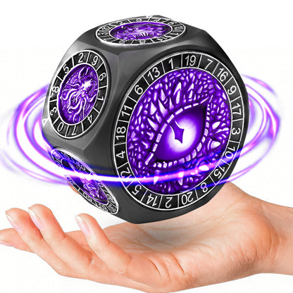 8 in 1 Metal Spinner Dice with Smooth Spinning – Perfect Gift for TTRPG(Black Dice - Purple)