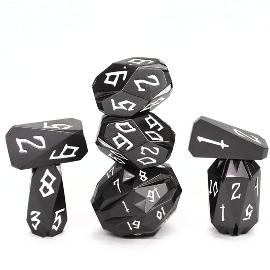 Metal DND Dice Set D&D, Dungeons and Dragons Dice of 7 RPG Dice Set Metal Unique Cool Stonehenge Theme Polyhedral Dice - Black white