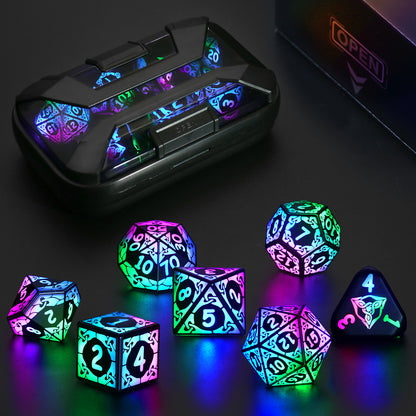 LED Dice Set DND, Cool Light up Dice Set with Charging Box -Colorful-Shackles