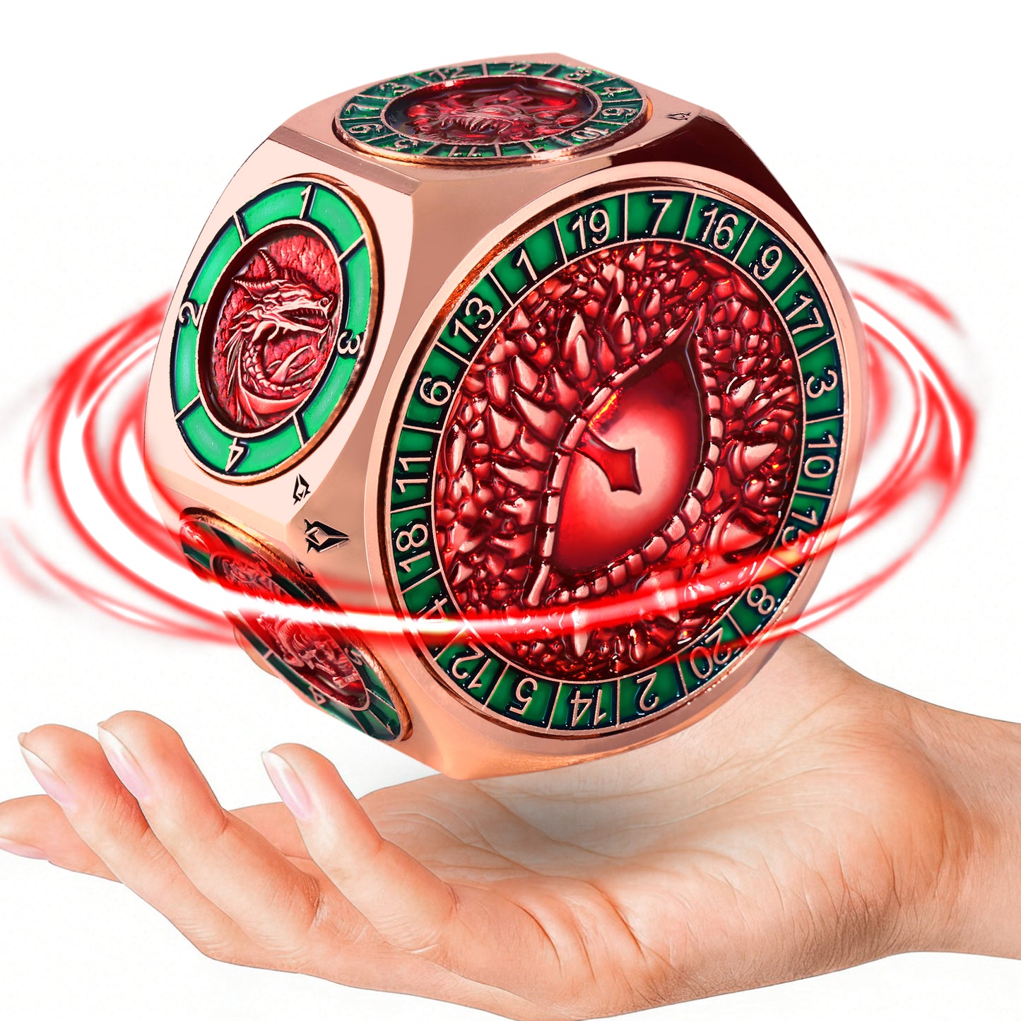 Metal Spinner Dice with Dual D20(Copper Red)