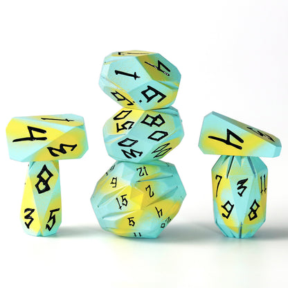 Metal Dice DND Polyhedral Dice Set Stonehenge Theme RPG Dice-Blue Yellow